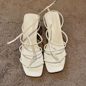 Strappy White Heeled Sandals